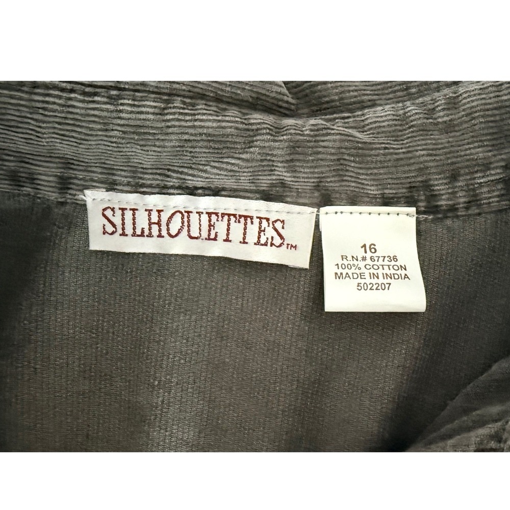 Vintage Silhouettes Gray Corduroy Knit Sleeve Midi Dress Size 16 90s y2k - Picture 6 of 8